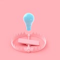 The light bulb floated on the trap pink and blue pastel color