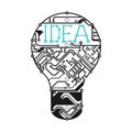 Light Bulb with circuit board-Vector Illustration Royalty Free Stock Photo