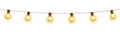 Light bulb garland, isolated vector decoration. String of golden christmas lights. Royalty Free Stock Photo