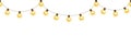 Light bulb garland, isolated vector decoration. String of golden christmas lights. Royalty Free Stock Photo