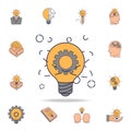 light bulb and gear atom fild color icon. Detailed set of color idea icons. Premium graphic design. One of the collection icons