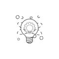 light bulb and gear atom icon. Element of idea and solutions for mobile concept and web apps. Thin line icon for website design a