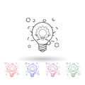 Light bulb and gear atom multi color icon. Simple thin line, outline vector of idea icons for ui and ux, website or mobile Royalty Free Stock Photo