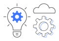 Light Bulb with Gear, Cloud, and Gear Symbolizing Innovation, Technology, and Cloud Computing Royalty Free Stock Photo