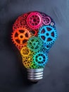 Light bulb and gear colored wheels Royalty Free Stock Photo