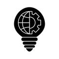 Light bulb with gear and global sphere silhouette style icon vector design Royalty Free Stock Photo
