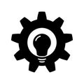 Light bulb in gear icon. Effective solution symbol