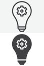 Light bulb gear idea line and solid vector icon set Royalty Free Stock Photo