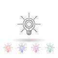 Light bulb and gear multi color icon. Simple thin line, outline vector of idea icons for ui and ux, website or mobile application Royalty Free Stock Photo
