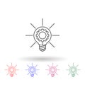 Light bulb and gear multi color icon. Simple thin line, outline vector of idea icons for ui and ux, website or mobile application Royalty Free Stock Photo