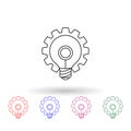 Light bulb and gear multi color icon. Simple thin line, outline vector of idea icons for ui and ux, website or mobile application Royalty Free Stock Photo