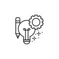 Light bulb gear pencil icon. Element of management icon