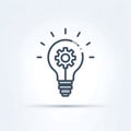 Light bulb with gear vector icon isolated on white Royalty Free Stock Photo