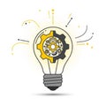 Light Bulb with Gears, Innovation and Engineering Idea, vector design Generative AI Royalty Free Stock Photo