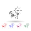 Light bulb and gears multi color icon. Simple thin line, outline vector of idea icons for ui and ux, website or mobile application Royalty Free Stock Photo