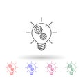 Light bulb and gears multi color icon. Simple thin line, outline vector of idea icons for ui and ux, website or mobile application Royalty Free Stock Photo