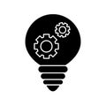 Light bulb with gears silhouette style icon vector design