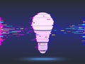 Light bulb,glitch design,neon icon, abstract background.vector Royalty Free Stock Photo