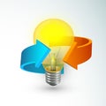 Light bulb with glossy arrows for Business. Royalty Free Stock Photo