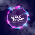 Light bulb glow neon color circle for black friday flyer template