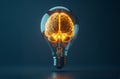 Light bulb with a glowing brain. New idea concept. AI Generative Royalty Free Stock Photo