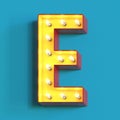 Light bulb glowing font, 3d alphabet character, 3d rendering, letter E Royalty Free Stock Photo