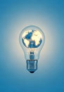 Light bulb with glowing globe idea for innovation Royalty Free Stock Photo