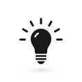 Light bulb glowing icon. Isolated electric lamp on white background. Vector illustration, flat design Royalty Free Stock Photo