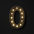 Light bulb glowing Number 0 ZERO 3D