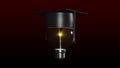 Light bulb with a graduated hat on. Concept of smart head