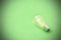 Light bulb on green background