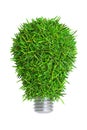 Light bulb from green leaf grass, save energy concept, 3D rendering Royalty Free Stock Photo