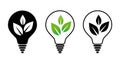 Light Bulb With Green Leaf Icon, Green Electrical Energy Symbol Royalty Free Stock Photo