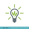 Light Bulb Green Leaf Icon Vector Logo Template Illustration Design. Vector EPS 10 Royalty Free Stock Photo