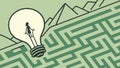 Light Bulb in a Green Maze, Innovative Solutions, vector design Generative AI Royalty Free Stock Photo
