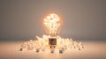 light bulb on grey background, AI Generated Royalty Free Stock Photo