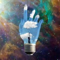 Light bulb hand Royalty Free Stock Photo
