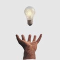 Light Bulb In Hand Realistic hand drawn illustrations and vectors white background