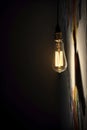 A Light Bulb Hanging From The Side Of A Wall. Generative AI Royalty Free Stock Photo
