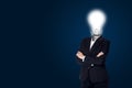 Light bulb of head business woman and have idea creativity Royalty Free Stock Photo