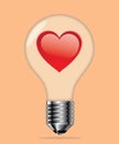 Light bulb with heart