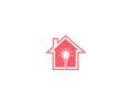 Light Bulb In The House or Home Logo Design
