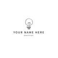 A light bulb. Housekeeping and home repairs theme. Vector hand drawn logo template.