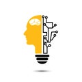 Light bulb human creative with technology icons