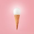 Light bulb on ice cream cone on pink background. Creativity, innovation, idea or discovery Royalty Free Stock Photo