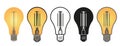 Light bulb icon on a light background. Electric lamp, electricity. Contour, flat and color style Royalty Free Stock Photo