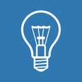 Light Bulb Icon on Blue Background. Vector