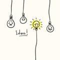 Light bulb icon concept of idea, Hand drawn illustration Royalty Free Stock Photo