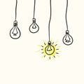 Light bulb icon concept of idea, Hand drawn illustration Royalty Free Stock Photo