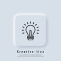 Light bulb icon. Creative Idea icon. Solution symbol, lamp icons, idea. Symbol of creativity, creative idea, mind, thinking.